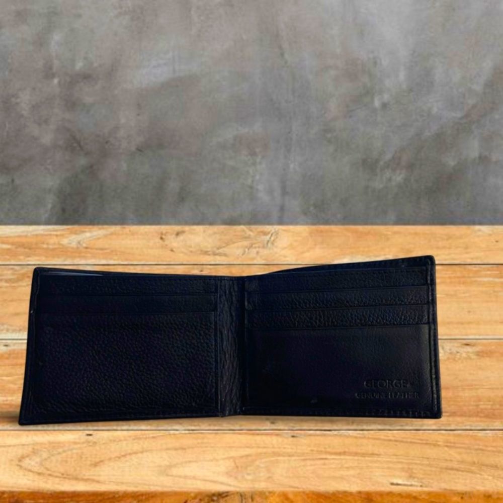 George Mens Bifold Black Leather Wallet